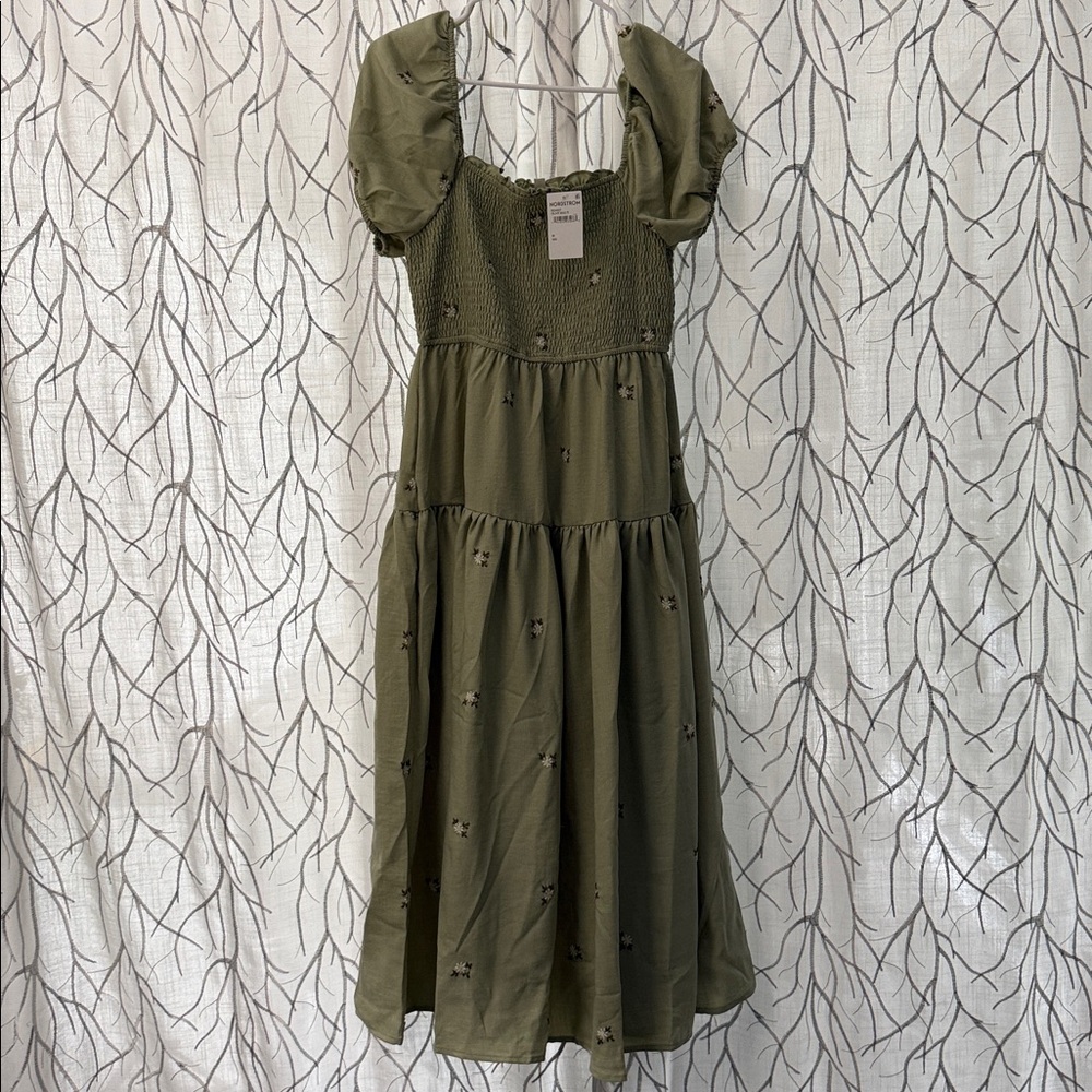 Elegant Olive Green Midi Dress
